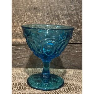 LE Smith Glass ‎ Moon and Star Blue Champagne Sherbet Glass